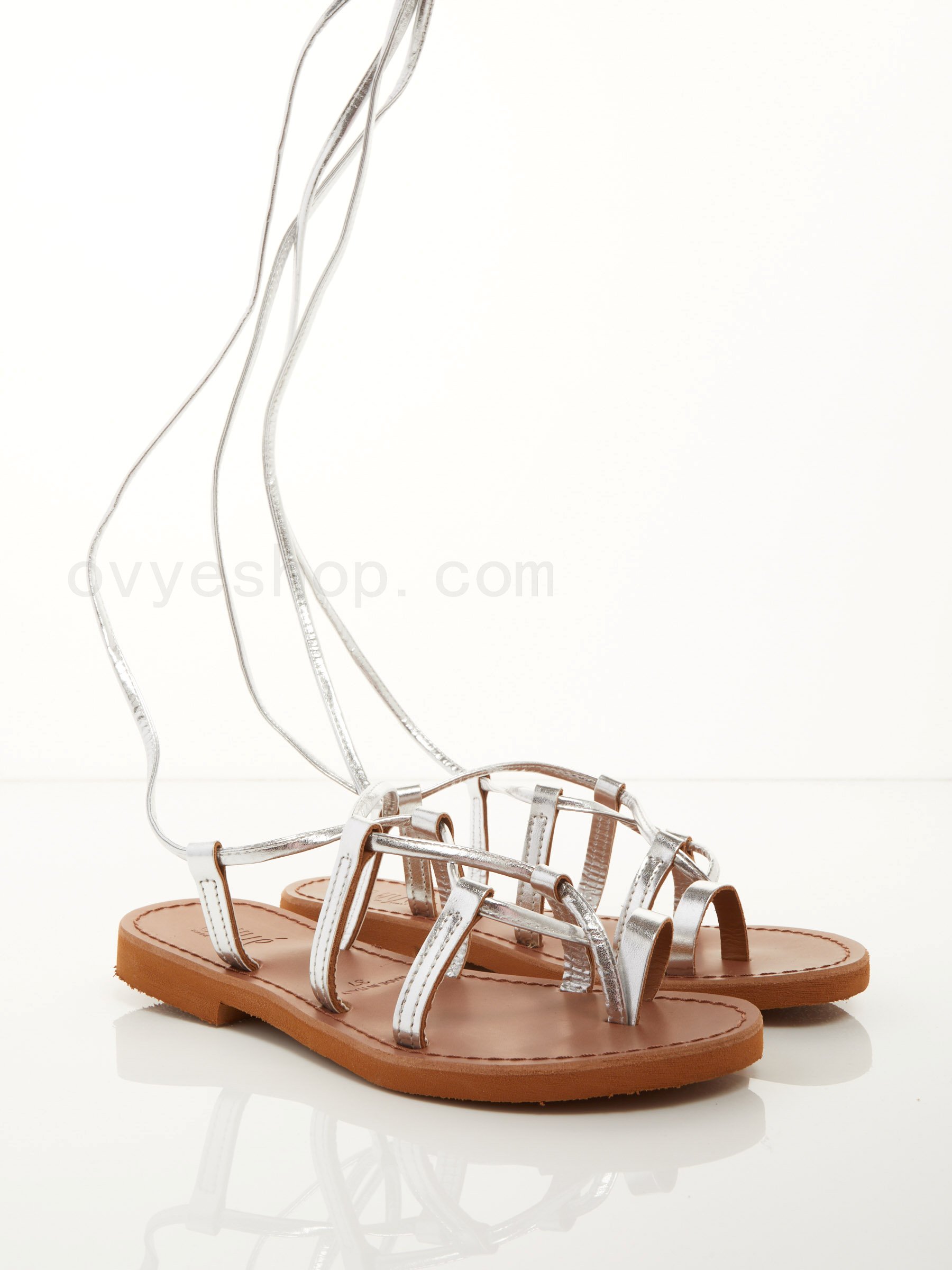 ovy&#232; shop Laminated Flat Greek Sandals F0817885-0693 Sale